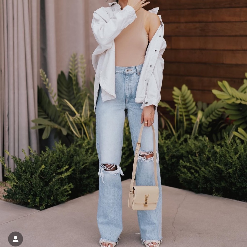 Zara Light Blue Distressed wide leg Jeans